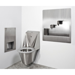 Sanela WC en inox - Ensemble WC à poser / lavabo , piezo, Antivandalisme,  inox mat SLWN 28P
