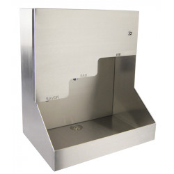 Mural hand wash automatic stainless steel 3 in 1 soap, water and air, robust for collective facilities.
