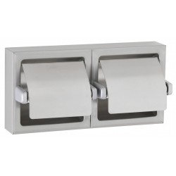 Recessed double regular toilet paper roll holder, stainless steel